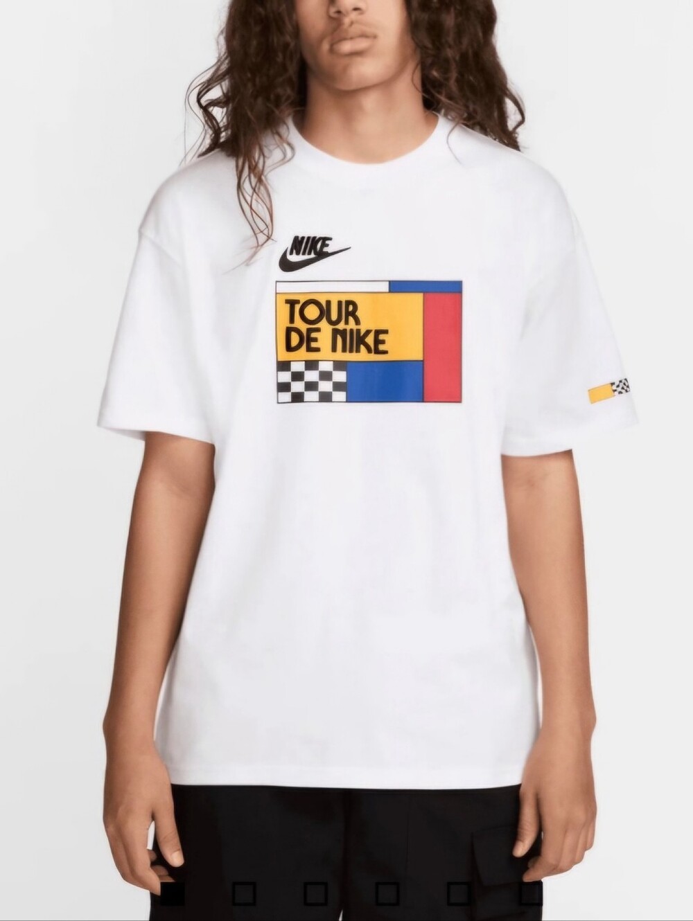 Nike White Short-Sleeve 'Tour De Nike' Graphic Tee with Multicolor Logo